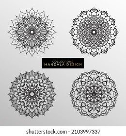 Circular pattern in form of mandala for Henna, Mehndi, tattoo, decoration. Decorative ornament in ethnic oriental style. Coloring book page.