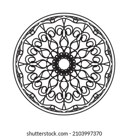 Circular pattern in form of mandala for Henna, Mehndi, tattoo, decoration. Decorative ornament in ethnic oriental style. Coloring book page.