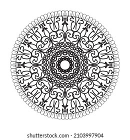 Circular pattern in form of mandala for Henna, Mehndi, tattoo, decoration. Decorative ornament in ethnic oriental style. Coloring book page.