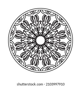 Circular pattern in form of mandala for Henna, Mehndi, tattoo, decoration. Decorative ornament in ethnic oriental style. Coloring book page.