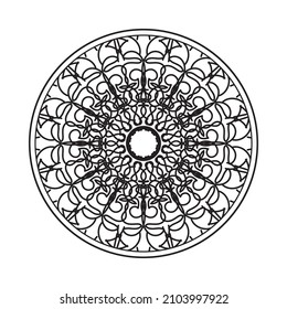 Circular pattern in form of mandala for Henna, Mehndi, tattoo, decoration. Decorative ornament in ethnic oriental style. Coloring book page.