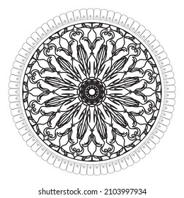 Circular pattern in form of mandala for Henna, Mehndi, tattoo, decoration. Decorative ornament in ethnic oriental style. Coloring book page.