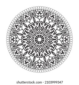 Circular pattern in form of mandala for Henna, Mehndi, tattoo, decoration. Decorative ornament in ethnic oriental style. Coloring book page.
