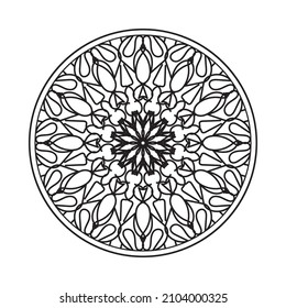 Circular pattern in form of mandala for Henna, Mehndi, tattoo, decoration. Decorative ornament in ethnic oriental style. Coloring book page.