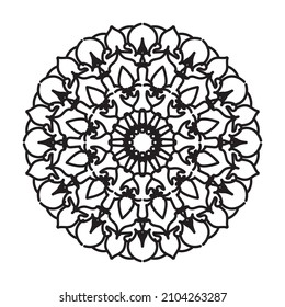 Circular pattern in form of mandala for Henna, Mehndi, tattoo, decoration. Decorative ornament in ethnic oriental style. Coloring book page.