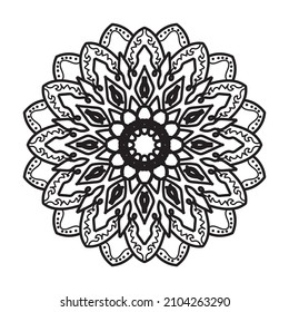 Circular pattern in form of mandala for Henna, Mehndi, tattoo, decoration. Decorative ornament in ethnic oriental style. Coloring book page.