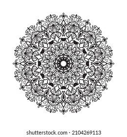 Circular pattern in form of mandala for Henna, Mehndi, tattoo, decoration. Decorative ornament in ethnic oriental style. Coloring book page.