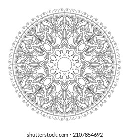 Circular pattern in form of mandala for Henna, Mehndi, tattoo, decoration. Decorative ornament in ethnic oriental style. Coloring book page. - Shutterstock ID 2107854692
