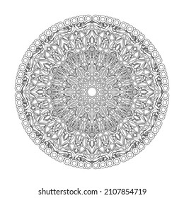 Circular pattern in form of mandala for Henna, Mehndi, tattoo, decoration. Decorative ornament in ethnic oriental style. Coloring book page.