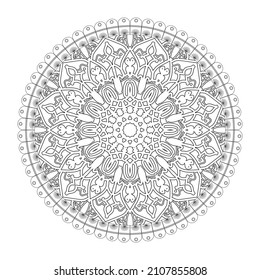 Circular pattern in form of mandala for Henna, Mehndi, tattoo, decoration. Decorative ornament in ethnic oriental style. Coloring book page.