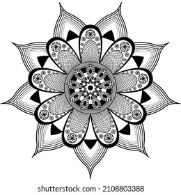 Circular pattern in the form of a mandala for Henna, Mehndi, tattoos, decorations. Decorative decoration in ethnic oriental style