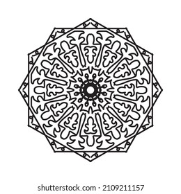 Circular pattern in form of mandala for Henna, Mehndi, tattoo, decoration. Decorative ornament in ethnic oriental style. Coloring book page.