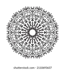 Circular pattern in form of mandala for Henna, Mehndi, tattoo, decoration. Decorative ornament in ethnic oriental style. Coloring book page.