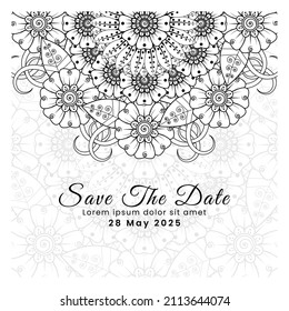 Circular pattern in form of mandala for Henna, Mehndi, tattoo, decoration. Decorative ornament in ethnic oriental style. Coloring book page.