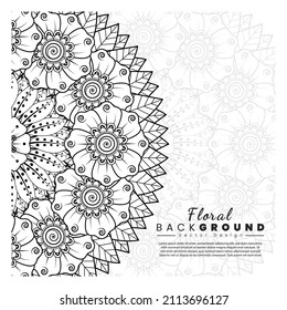 Circular pattern in form of mandala for Henna, Mehndi, tattoo, decoration. Decorative ornament in ethnic oriental style. Coloring book page.