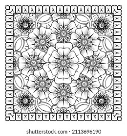 Circular pattern in form of mandala for Henna, Mehndi, tattoo, decoration. Decorative ornament in ethnic oriental style. Coloring book page.