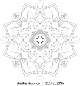 Circular pattern in form of mandala for Henna, Mehndi, tattoo, decoration. Decorative ornament in ethnic oriental style. Coloring book page.