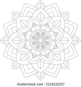 Circular pattern in form of mandala for Henna, Mehndi, tattoo, decoration. Decorative ornament in ethnic oriental style. Coloring book page.