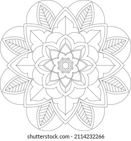 Circular pattern in form of mandala for Henna, Mehndi, tattoo, decoration. Decorative ornament in ethnic oriental style. Coloring book page.