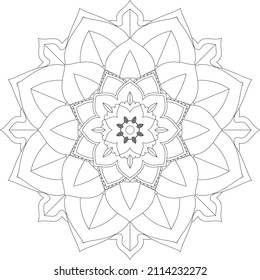 Circular pattern in form of mandala for Henna, Mehndi, tattoo, decoration. Decorative ornament in ethnic oriental style. Coloring book page.