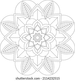 Circular pattern in form of mandala for Henna, Mehndi, tattoo, decoration. Decorative ornament in ethnic oriental style. Coloring book page.