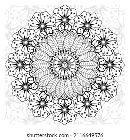 Circular pattern in form of mandala for Henna, Mehndi, tattoo, decoration. Decorative ornament in ethnic oriental style. Coloring book page.