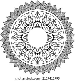 Circular pattern in form of mandala for Henna, Mehndi, tattoo, decoration. Decorative ornament in ethnic oriental style. Coloring book page