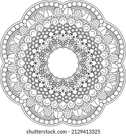 Circular pattern in form of mandala for Henna, Mehndi, tattoo, decoration. Decorative ornament in ethnic oriental style. Coloring book page