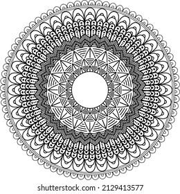 Circular pattern in form of mandala for Henna, Mehndi, tattoo, decoration. Decorative ornament in ethnic oriental style. Coloring book page.