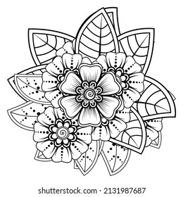 Circular pattern in form of mandala for Henna, Mehndi, tattoo, decoration. Decorative ornament in ethnic oriental style. Coloring book page.