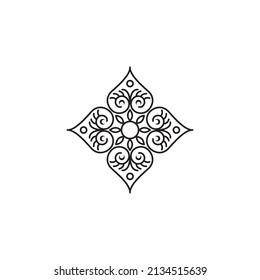 Rundmuster in Form von Mandala für Henna, Mehndi, Tattoo, Dekoration. Dekorative Ornamente im orientalischen Stil. Farbige Buchseite.