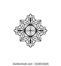 Circular pattern in form of mandala for Henna, Mehndi, tattoo, decoration. Decorative ornament in ethnic oriental style. Coloring book page.