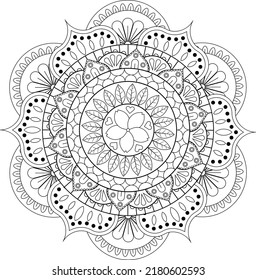 Circular pattern in the form of a mandala. Henna tatoo mandala. Mehndi style. Decorative pattern in oriental style. Coloring book page.