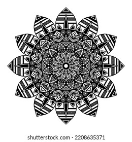 Circular pattern in form of mandala for Henna, Mehndi, tattoo, decoration. Decorative ornament in ethnic oriental style. Coloring book page. ornamental round lace ornament.