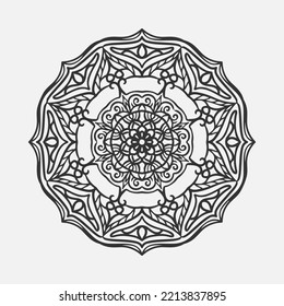 Circular pattern in form of mandala for Henna, Mehndi, tattoo, decoration. Decorative ornament in ethnic oriental style. Coloring book page.
