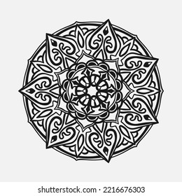 Circular pattern in form of mandala for Henna, tattoo, decoration. Decorative ornament in ethnic oriental style. Coloring book page.