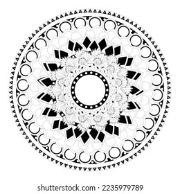 Circular pattern in form of mandala for Henna, Mehndi, tattoo, decoration. Decorative ornament in ethnic oriental style