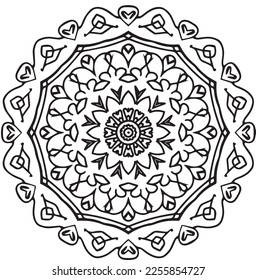 Circular pattern in form of mandala for Henna, Mehndi, tattoo, decoration. Decorative ornament in ethnic oriental style. Coloring book page.