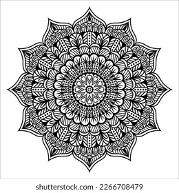 Circular pattern in form of mandala for Henna, Mending, tattoo, decoration. Decorative ornament in ethnic oriental style. Coloring book page.