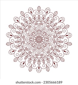 Circular pattern in form of mandala for Henna, Mehndi, tattoo, decoration. Decorative ornament in ethnic oriental style. Coloring book page.