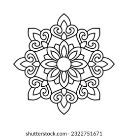 Circular pattern in form of mandala for Henna, Mehndi, tattoo, decoration. Decorative ornament in ethnic oriental style. Coloring book page.