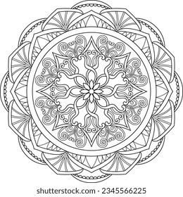 Circular pattern in the form of a mandala. Henna tatoo mandala. Mehndi style. Decorative pattern in oriental style. Coloring book page.