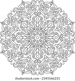 Circular pattern in the form of a mandala. Henna tatoo mandala. Mehndi style. Decorative pattern in oriental style. Coloring book page.