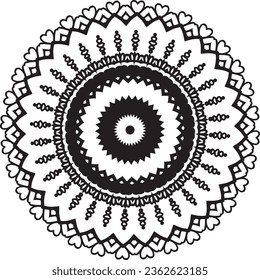 Circular pattern in form of mandala for Henna, Mehndi, tattoo, decoration. Decorative ornament in ethnic oriental style. Coloring book page.