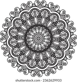 Patrón circular en forma de mandala para Henna, Mehndi, tatuaje, decoración. La decoración es de estilo étnico oriental. Coloreando la página del libro.
