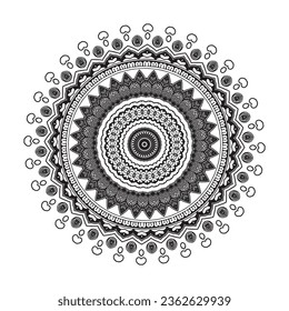 Circular pattern in form of mandala for Henna, Mehndi, tattoo, decoration. Decorative ornament in ethnic oriental style. Coloring book page.
