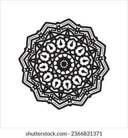 Circular pattern in form of mandala for Henna, Mehndi, tattoo, decoration. Decorative ornament in ethnic oriental style. Coloring book page.
