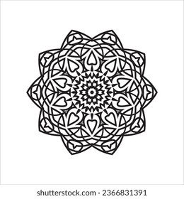 Patrón circular en forma de mandala para Henna, Mehndi, tatuaje, decoración. La decoración es de estilo étnico oriental. Coloreando la página del libro.