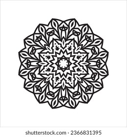 Circular pattern in form of mandala for Henna, Mehndi, tattoo, decoration. Decorative ornament in ethnic oriental style. Coloring book page.