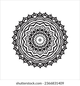 Circular pattern in form of mandala for Henna, Mehndi, tattoo, decoration. Decorative ornament in ethnic oriental style. Coloring book page.